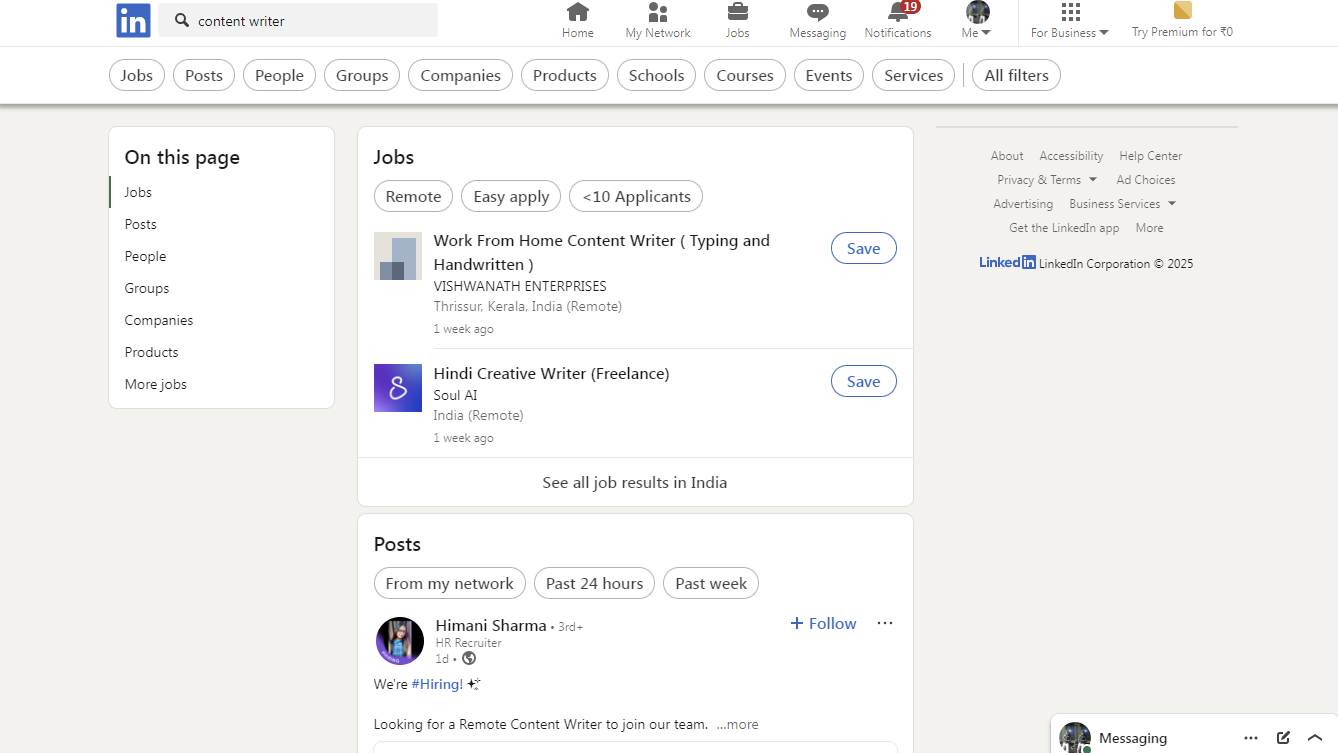 How to find work for Hindi content writing from LinkedIn?